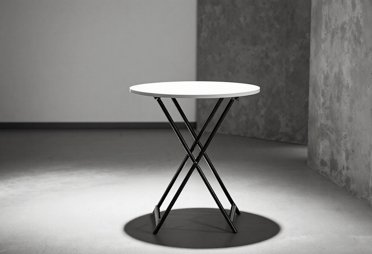 Mange-debout pliant installée dans un décor lumineux