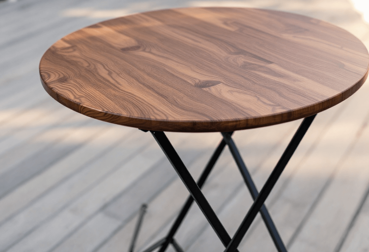 Gros plan sur une table haute pliante