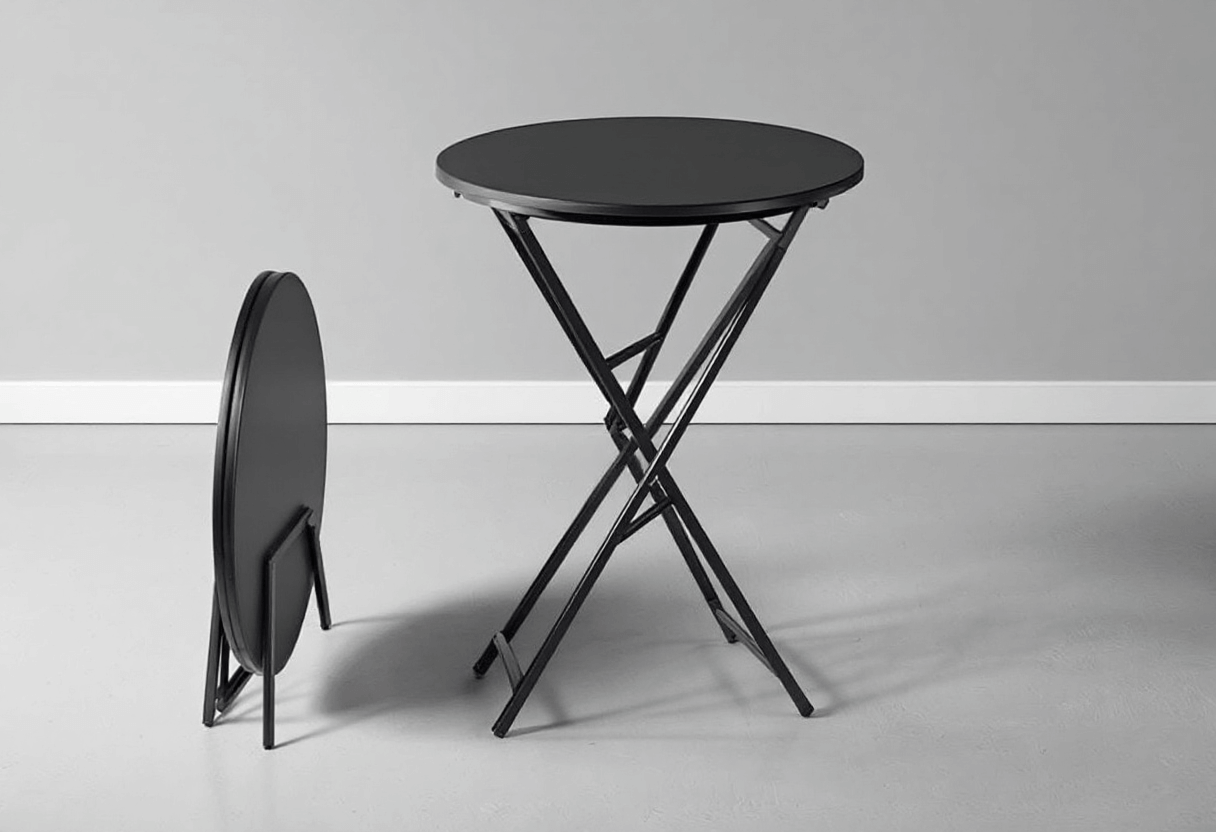 Table mange-debout pliante en studio sur fond blanc